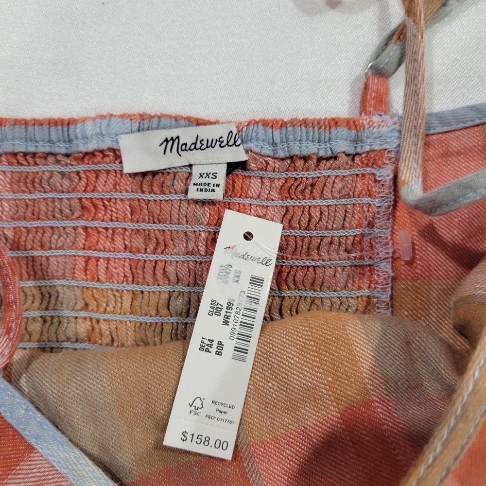 Madewell Empire-Waist Midi Dress in Plaid NV473 Size XXS NWT - Picture 11 of 12